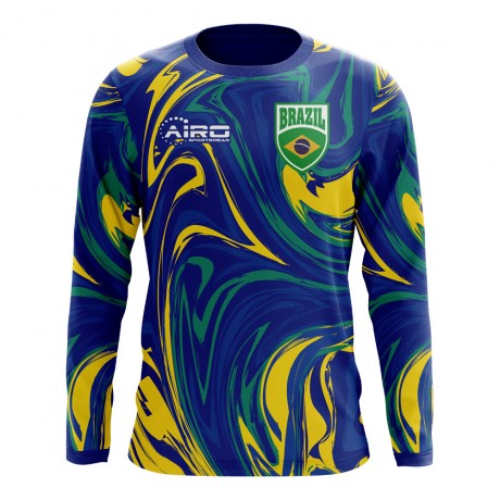 2023-2024 Brazil Long Sleeve Away Concept Football Shirt (Kids)