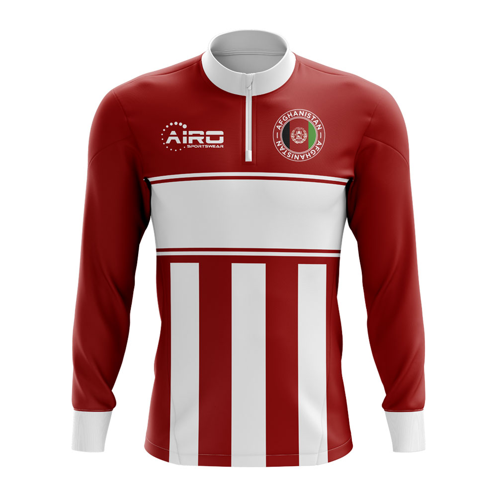 Afghanistan Concept Football Half Zip Midlayer Top (Red-White)