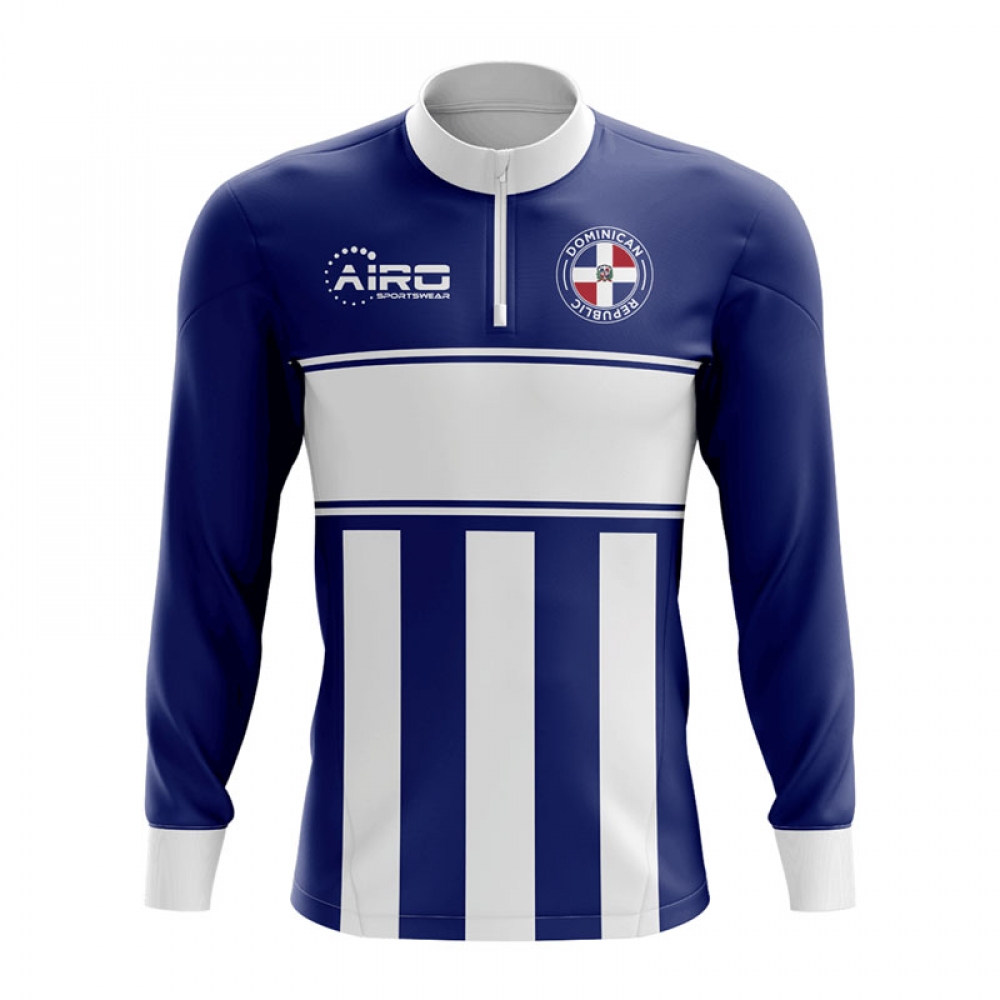 Dominican Republic Concept Football Half Zip Midlayer Top (Navy-White)