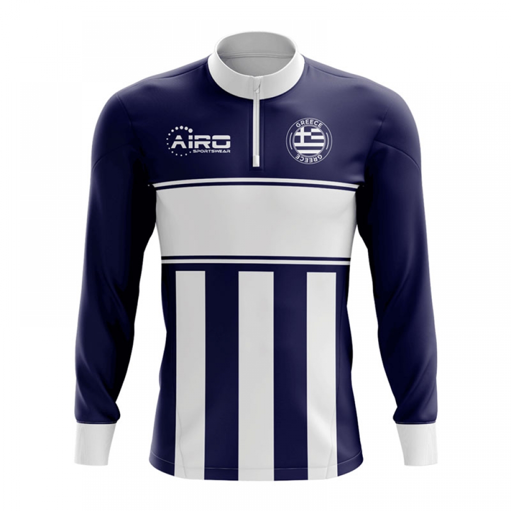 Greece Concept Football Half Zip Midlayer Top (Navy-White)