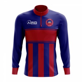 Haiti Concept Football Half Zip Midlayer Top (Blue-Red)