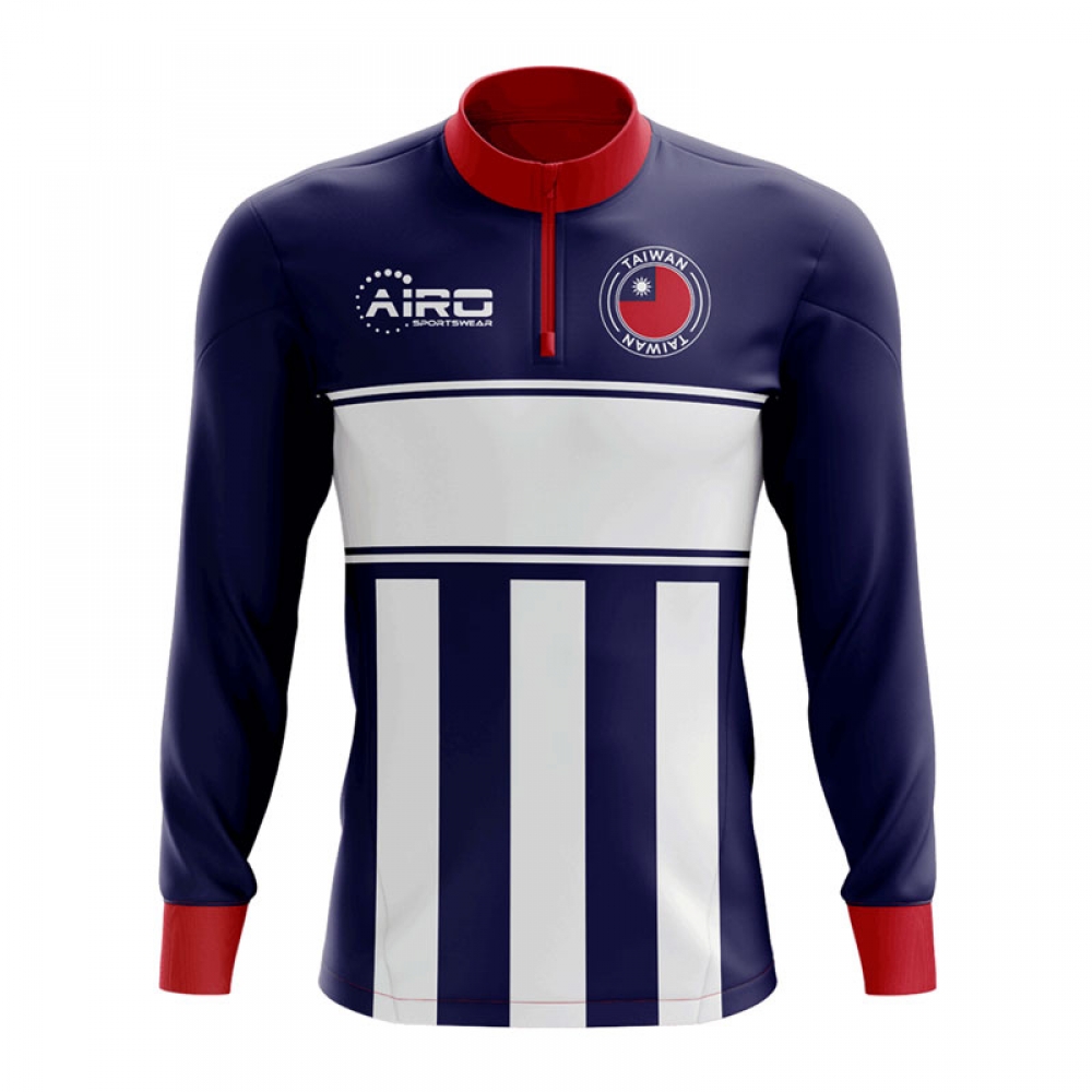 Taiwan Concept Football Half Zip Midlayer Top (Blue-White)