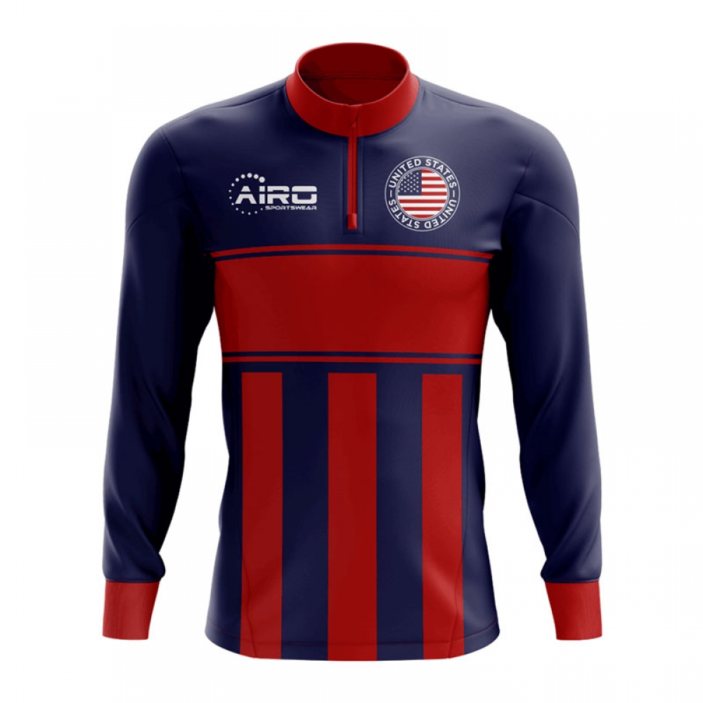 USA Concept Football Half Zip Midlayer Top (Blue-Red)