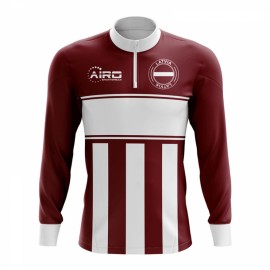 Latvia Concept Football Half Zip Midlayer Top (Maroon-White)