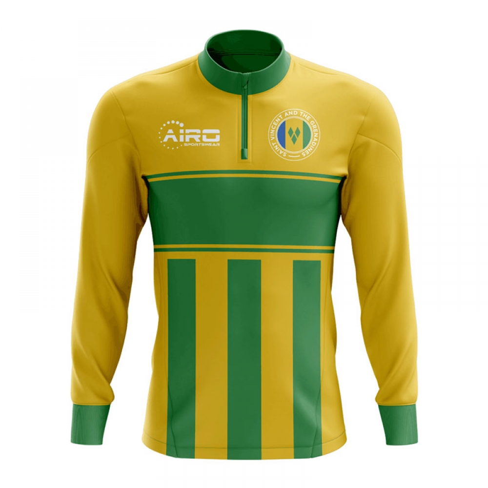 Saint Vincent and Grenadines Concept Football Half Zip Midlayer Top (Yellow-Green)