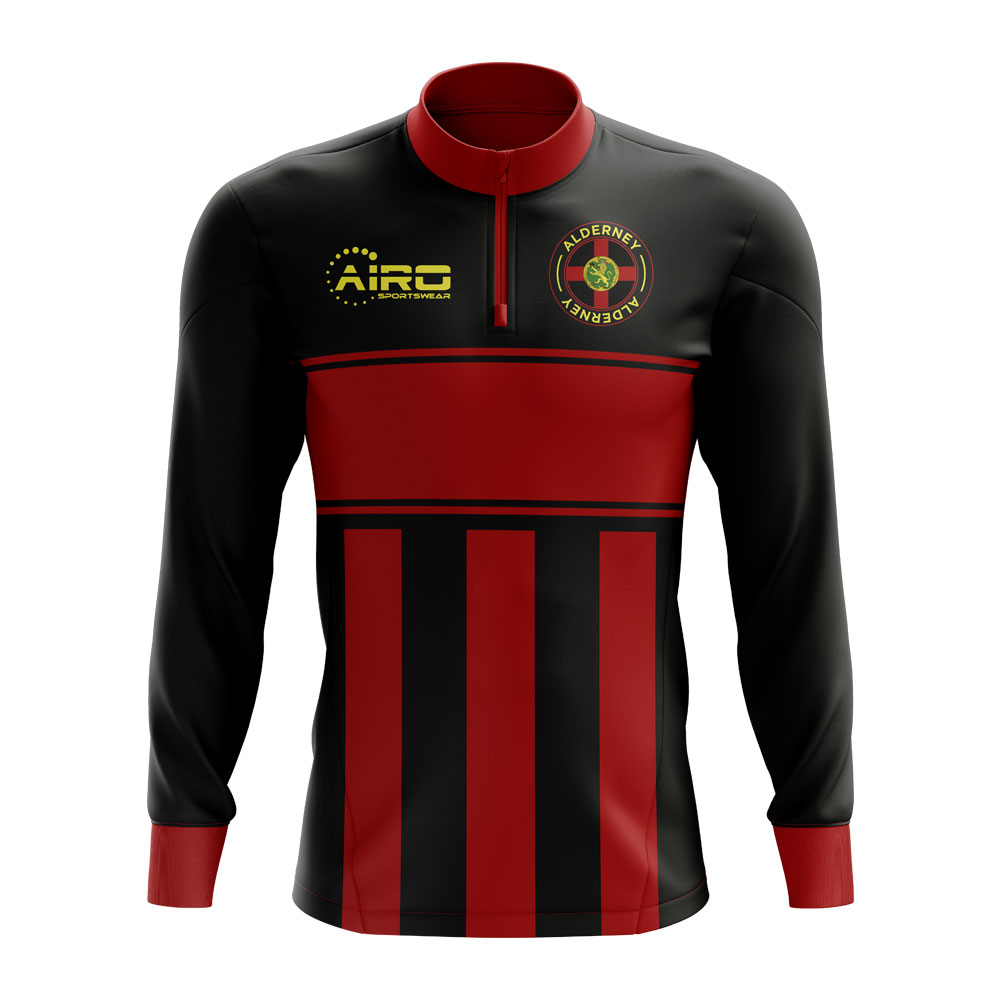 Alderney Concept Football Half Zip Midlayer Top (Black-Red)