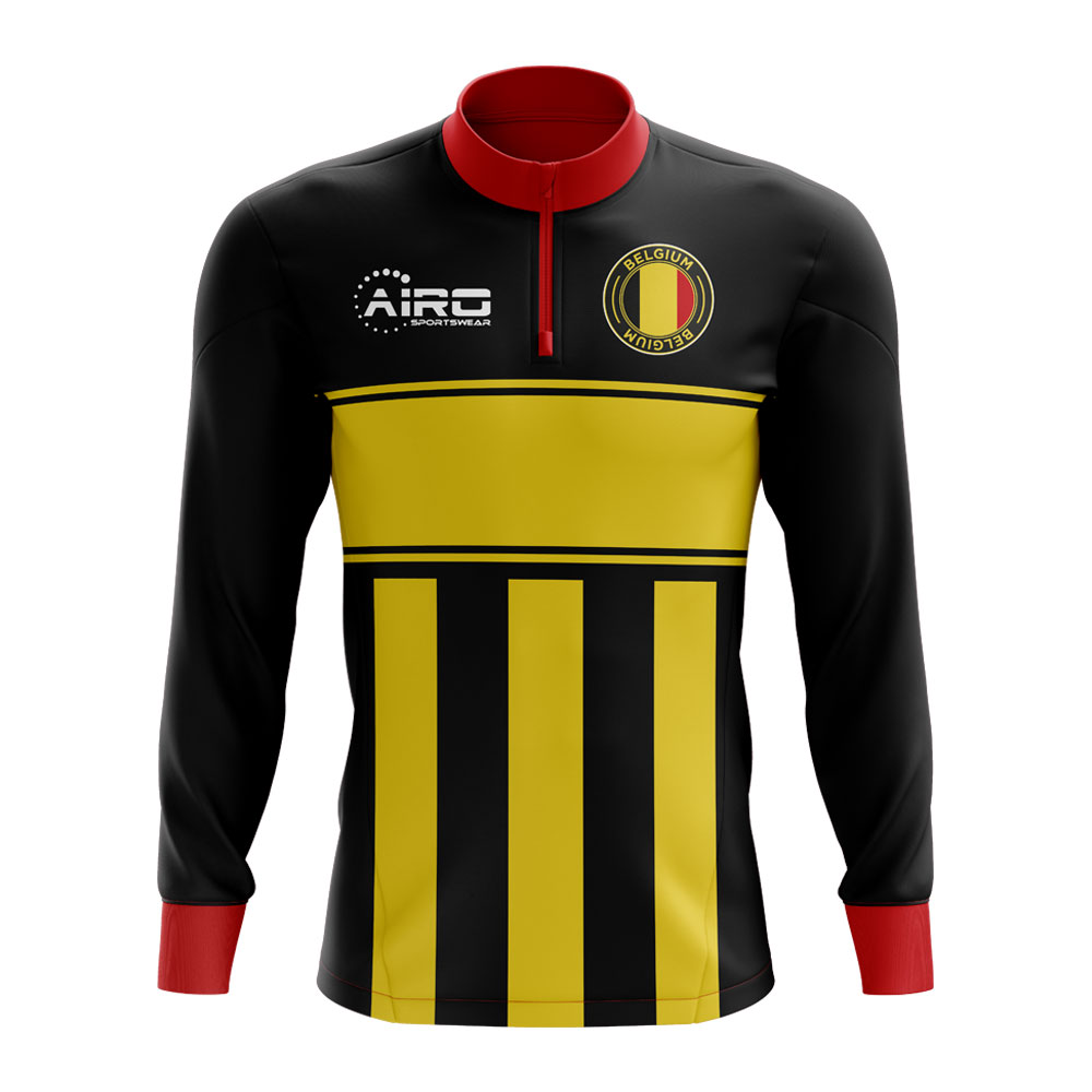 Belgium Concept Football Half Zip Midlayer Top (Black-Yellow)