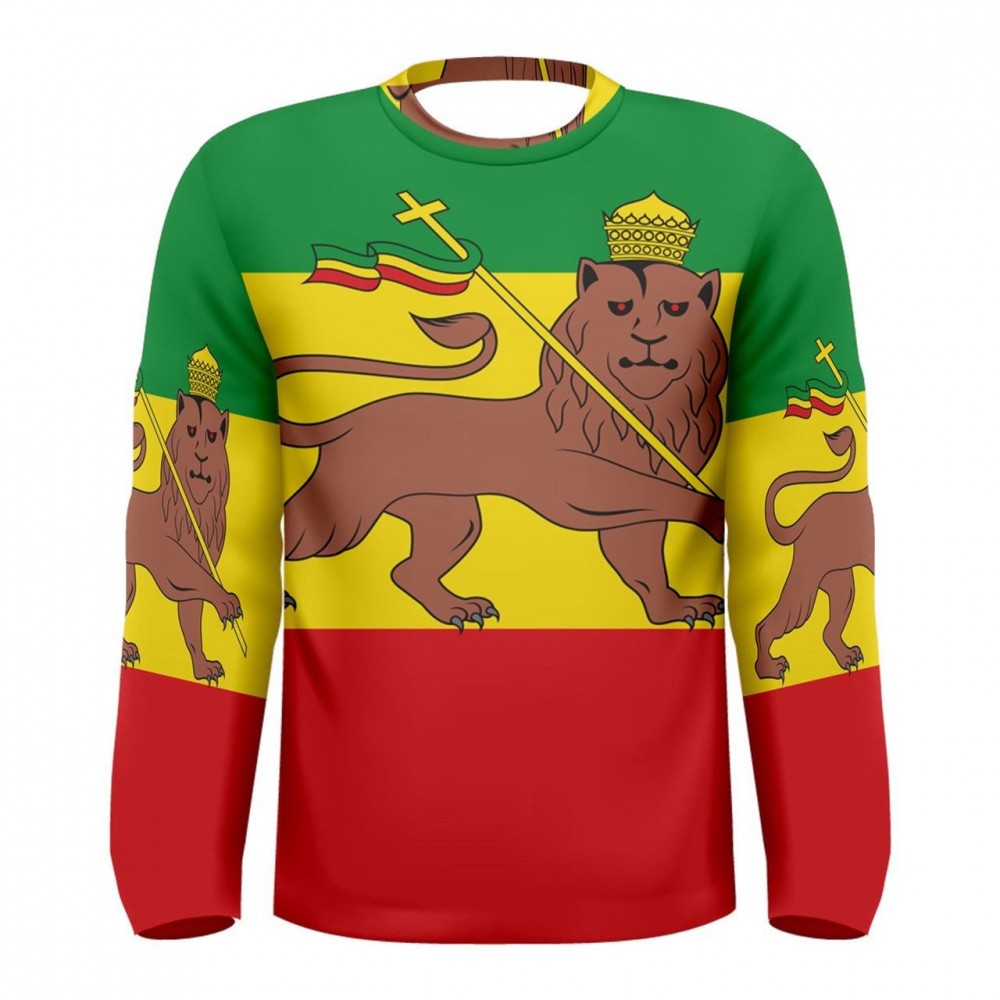 Ethiopia Flag Long Sleeve Sublimated Sports Jersey