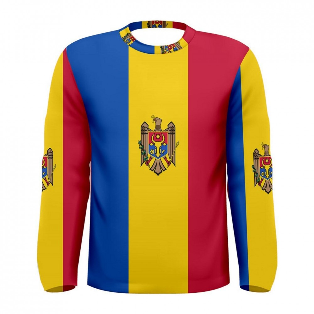 Moldova Flag Long Sleeve Sublimated Sports Jersey