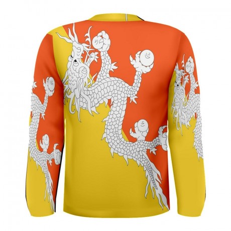 Bhutan Flag Long Sleeve Sublimated Sports Jersey