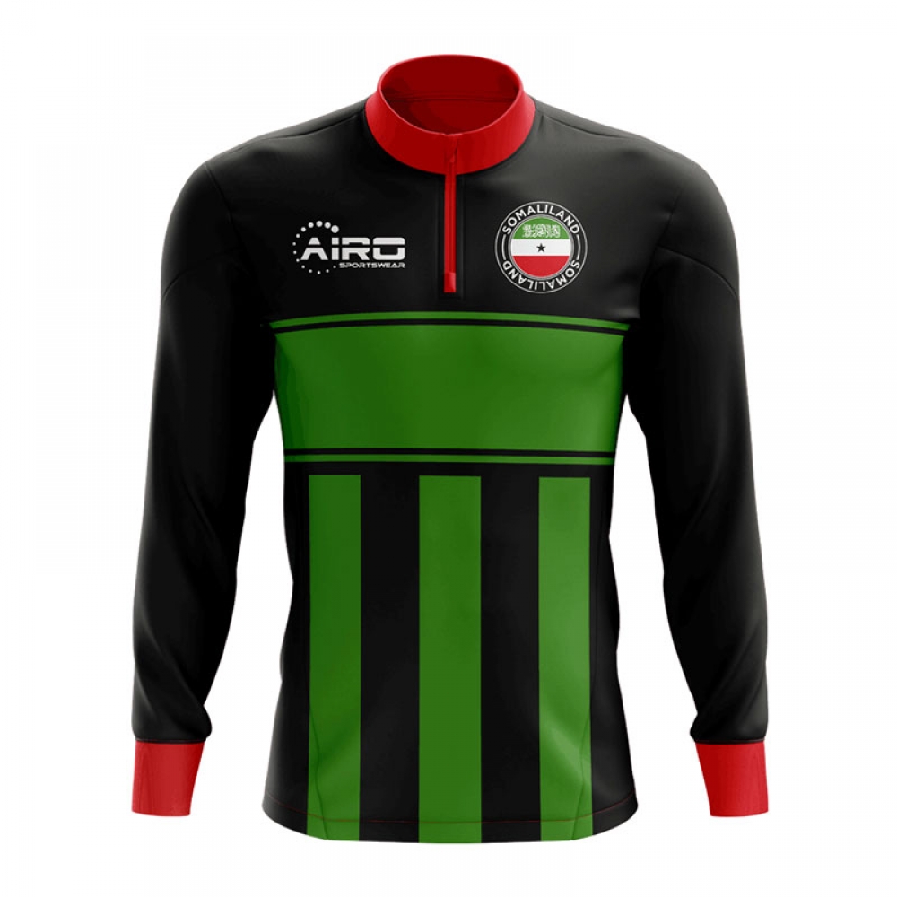 Somaliland Concept Football Half Zip Midlayer Top (Black-Green)