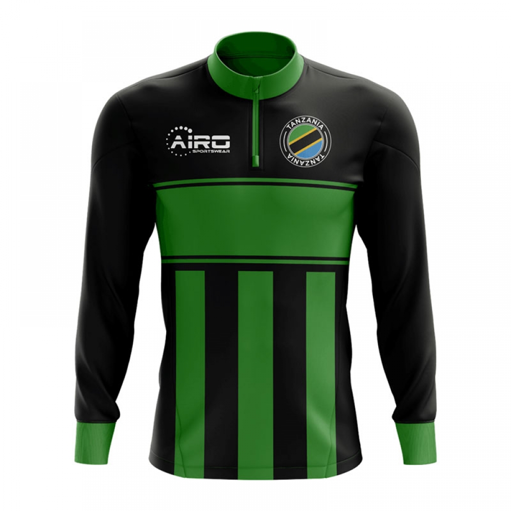 Tanzania Concept Football Half Zip Midlayer Top (Black-Green)