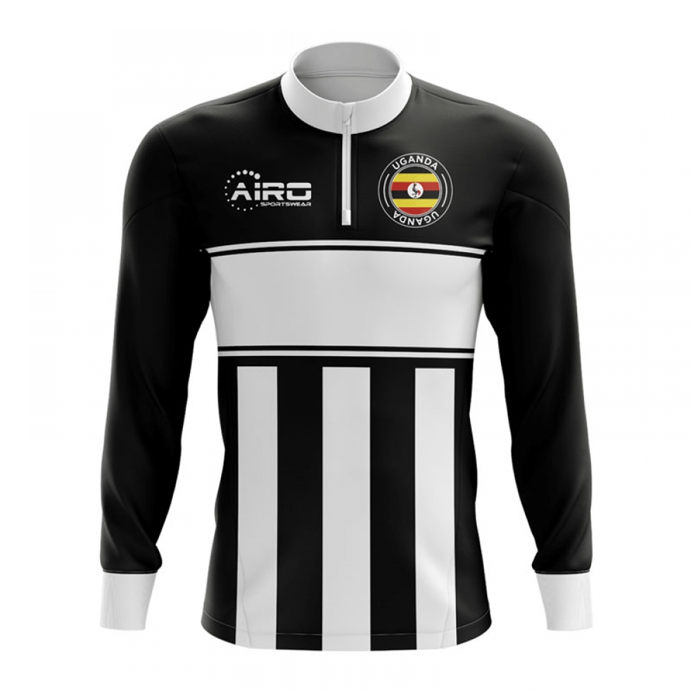 Uganda Concept Football Half Zip Midlayer Top (Black-White)