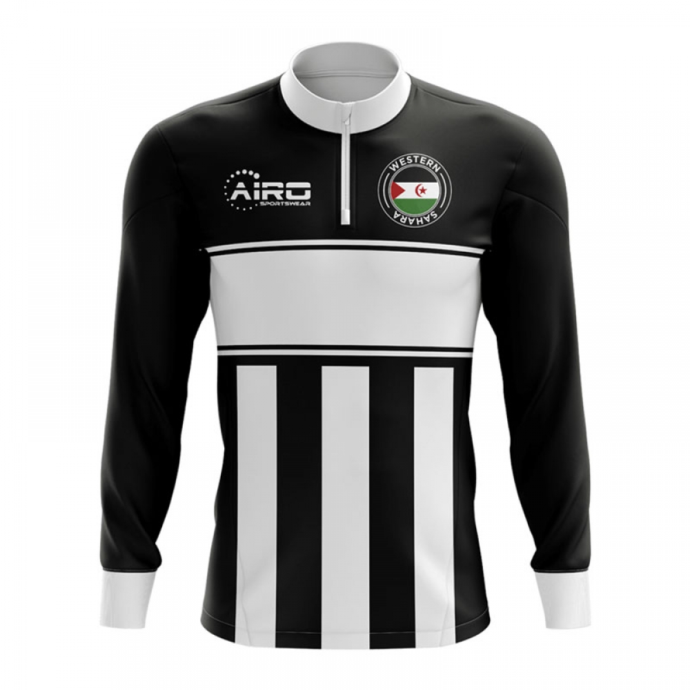 Western Sahara Concept Football Half Zip Midlayer Top (Black-White)