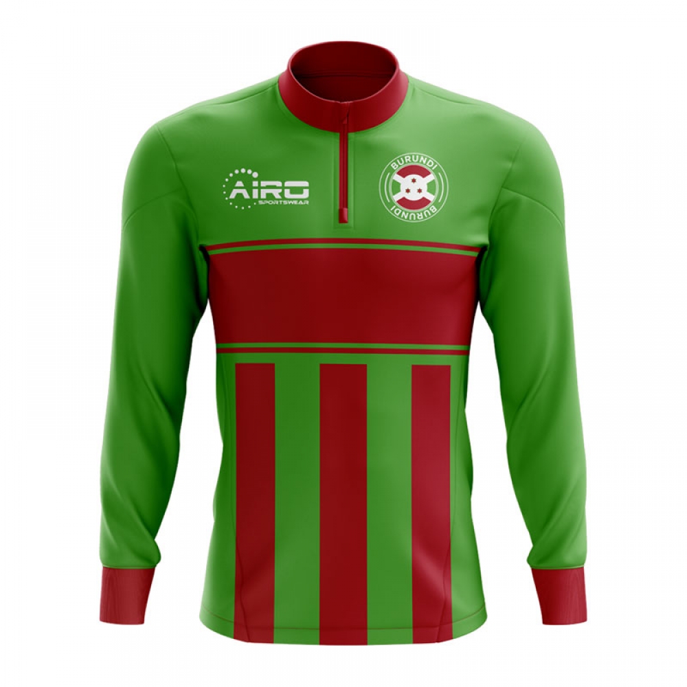 Burundi Concept Football Half Zip Midlayer Top (Green-Red)