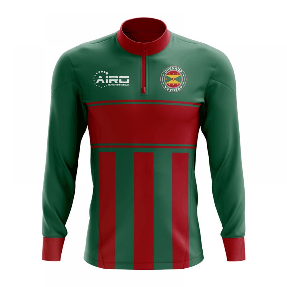 Grenada Concept Football Half Zip Midlayer Top (Green-Red)