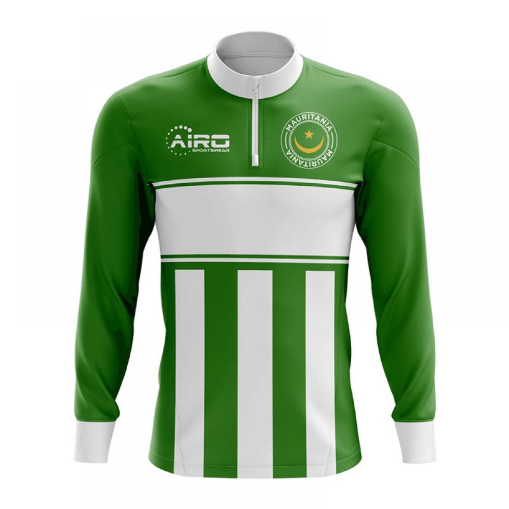 Mauritania Concept Football Half Zip Midlayer Top (Green-White)