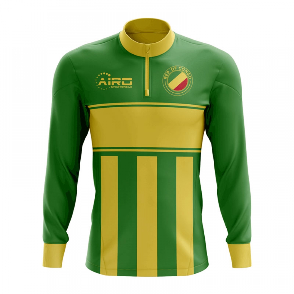 Republic of Congo Concept Football Half Zip Midlayer Top (Green-Yellow)