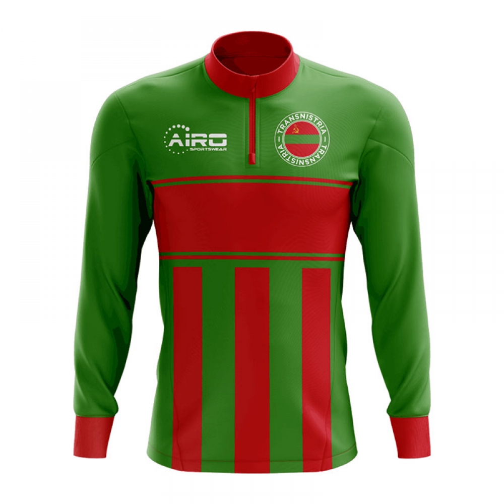 Transnistria Concept Football Half Zip Midlayer Top (Green-Red)