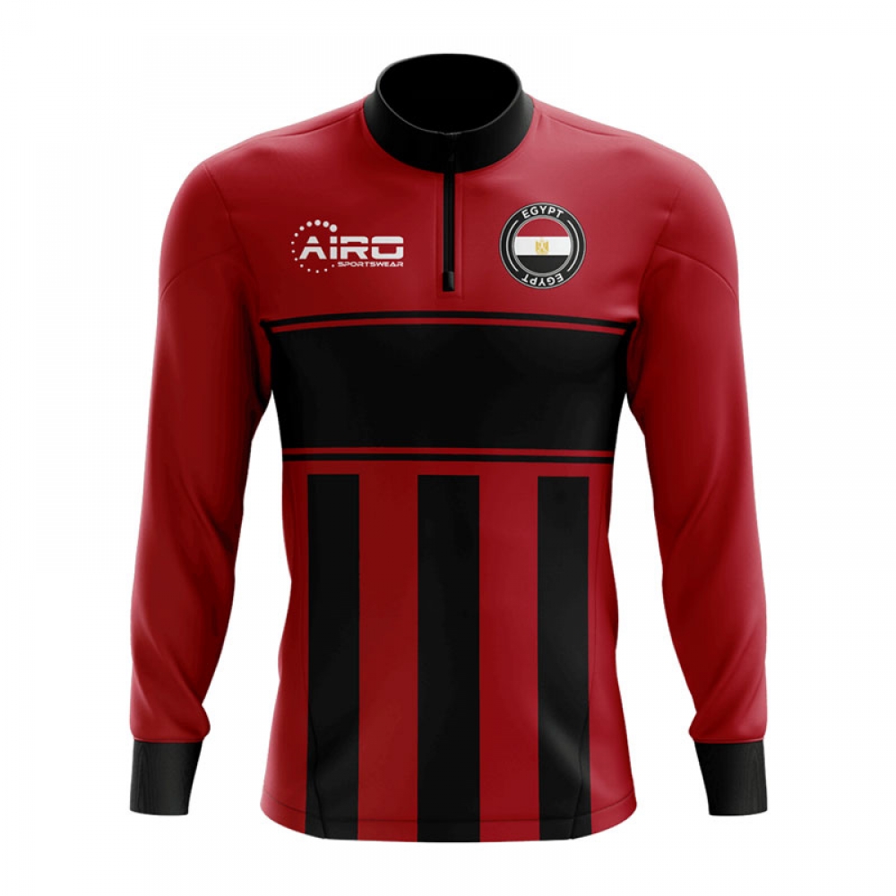 Egypt Concept Football Half Zip Midlayer Top (Red-Black)