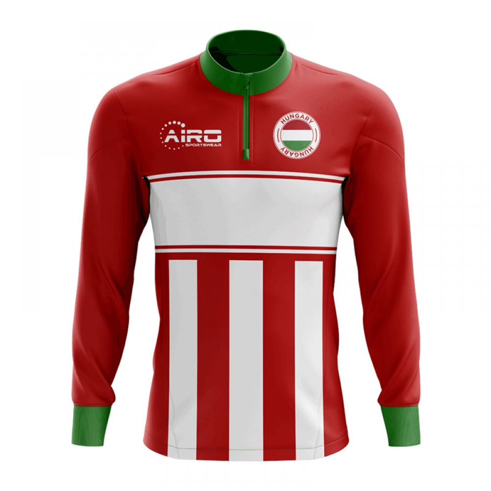 Hungary Concept Football Half Zip Midlayer Top (Red-White)