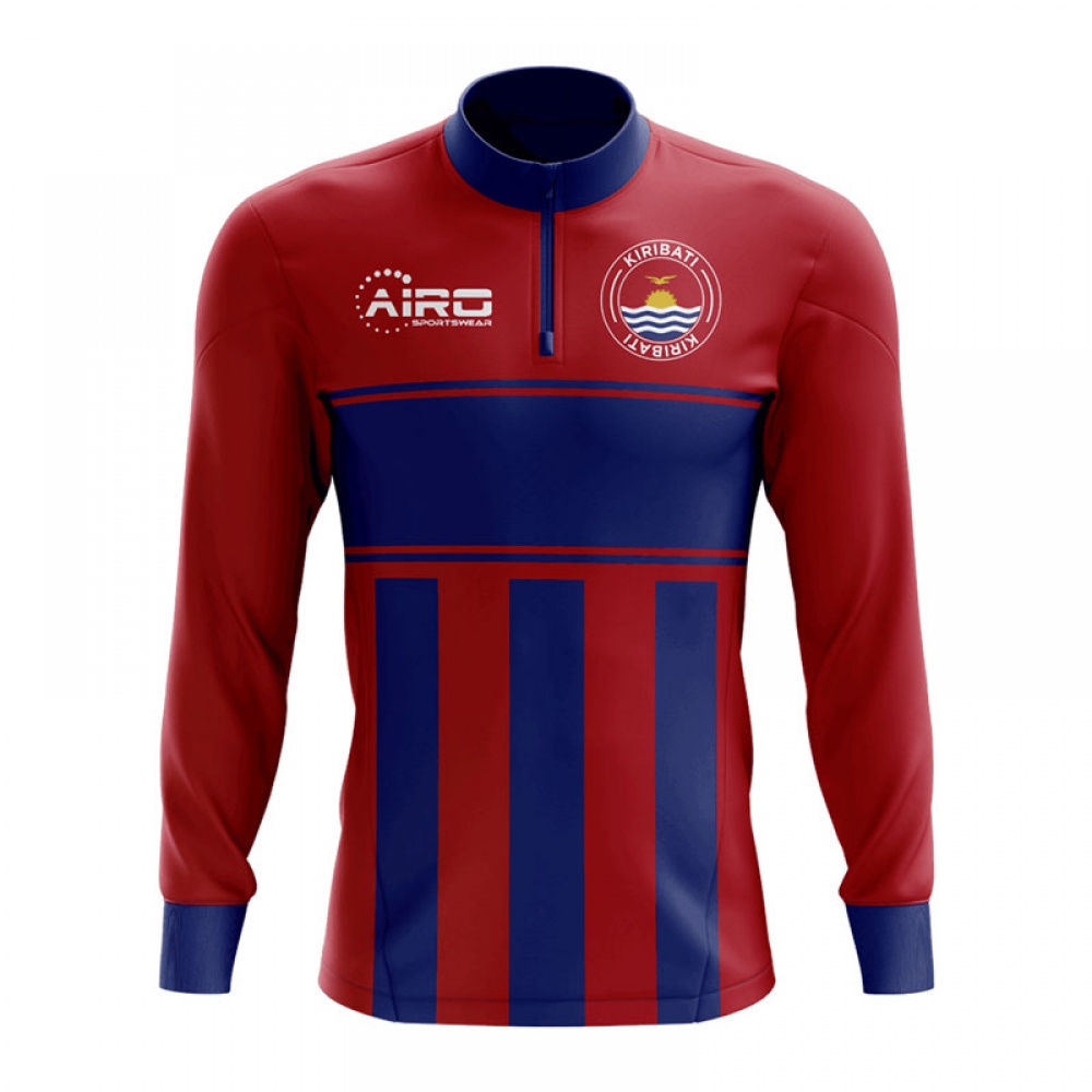 Kiribati Concept Football Half Zip Midlayer Top (Red-Blue)