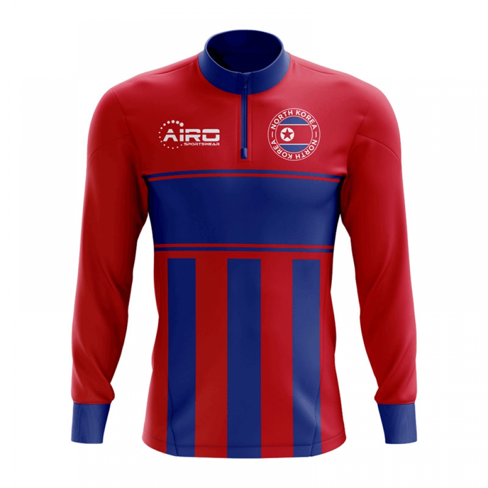 North Korea Concept Football Half Zip Midlayer Top (Red-Blue)