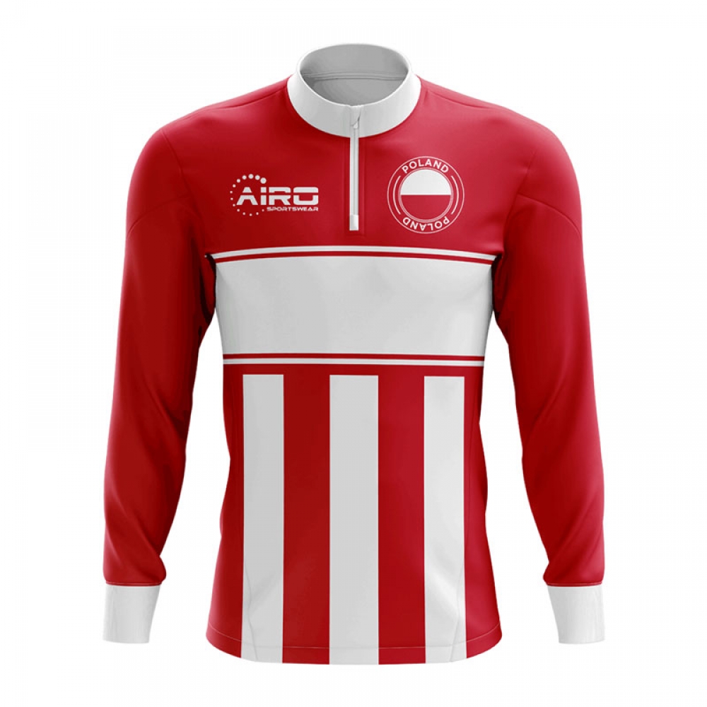 Poland Concept Football Half Zip Midlayer Top (Red-White)