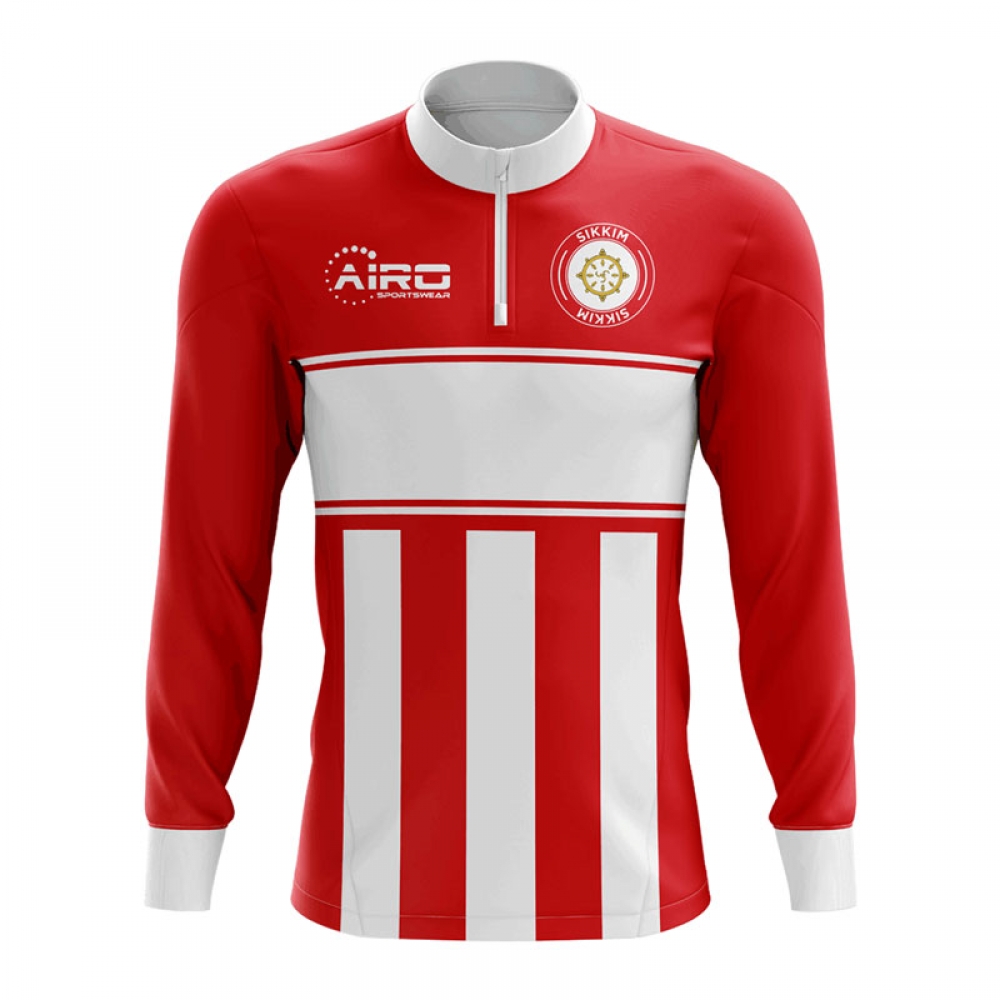 Sikkim Concept Football Half Zip Midlayer Top (Red-White)