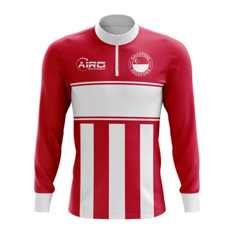 Singapore Concept Football Half Zip Midlayer Top (Red-White)