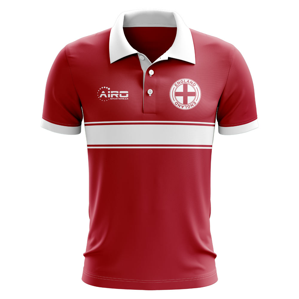 England Concept Stripe Polo Shirt (Red) - Kids