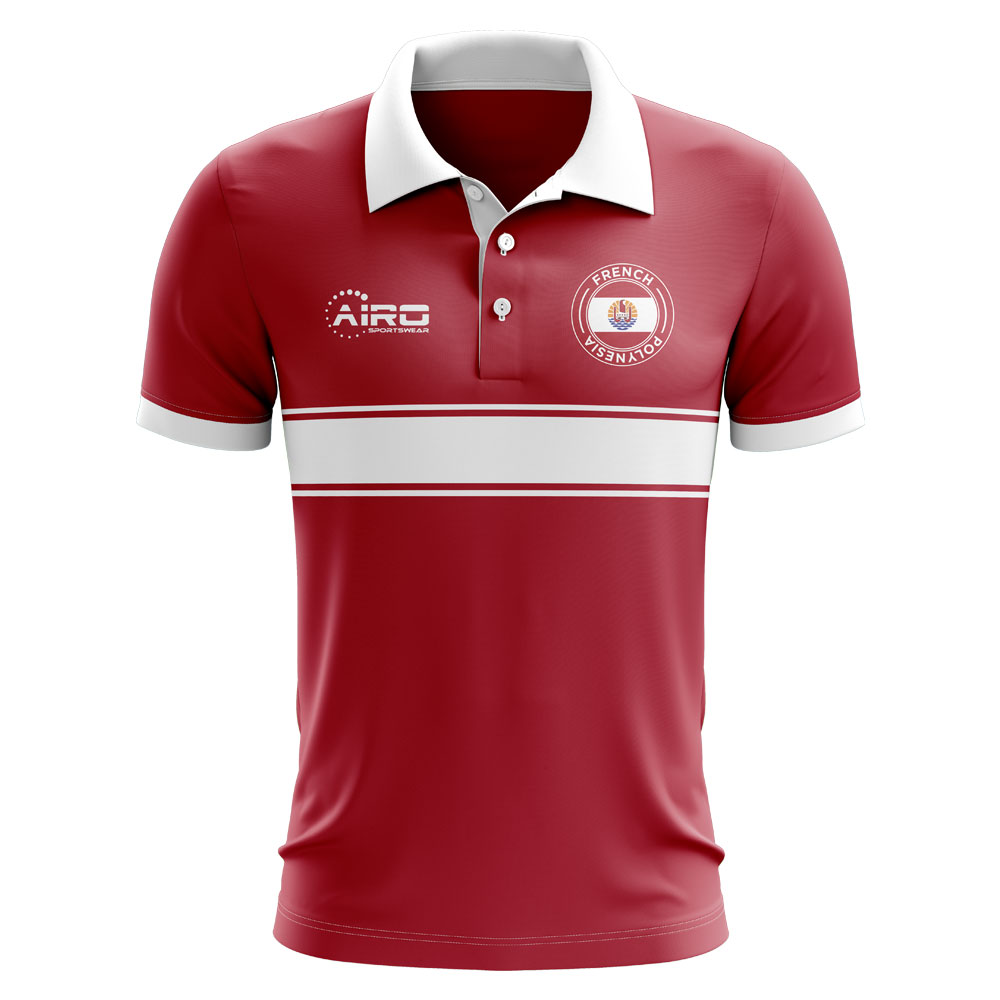 French Polynesia Concept Stripe Polo Shirt (Red) - Kids