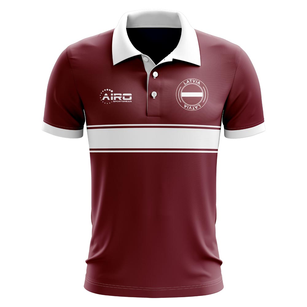 Latvia Concept Stripe Polo Shirt (Maroon) - Kids