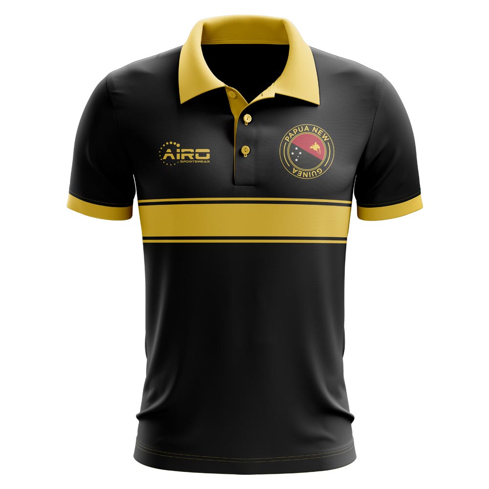 Papua New Guinea Concept Stripe Polo Shirt (Black)