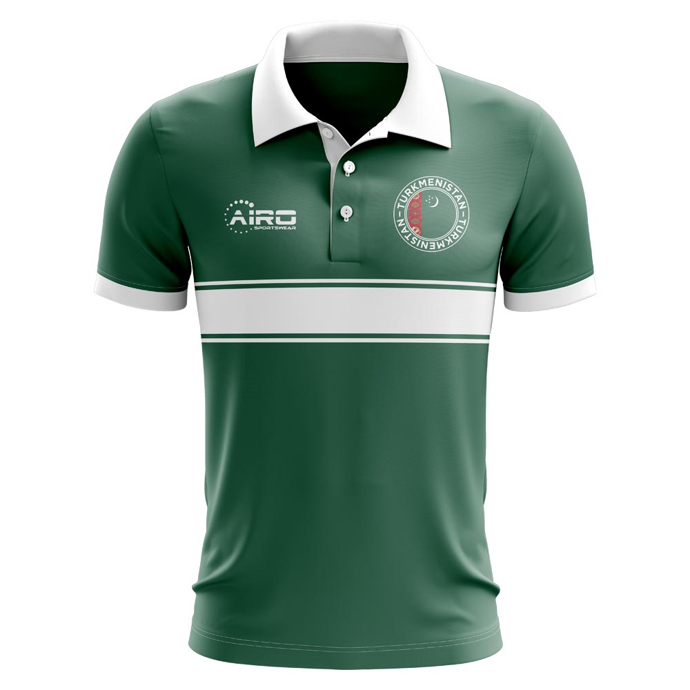 Turkmenistan Concept Stripe Polo Shirt (Green)