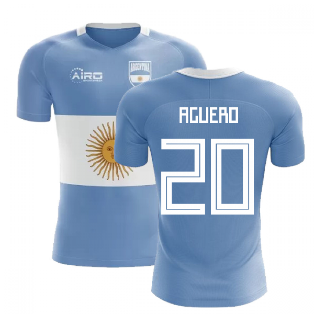 2025-2026 Argentina Flag Concept Football Shirt (Aguero 20) - Kids