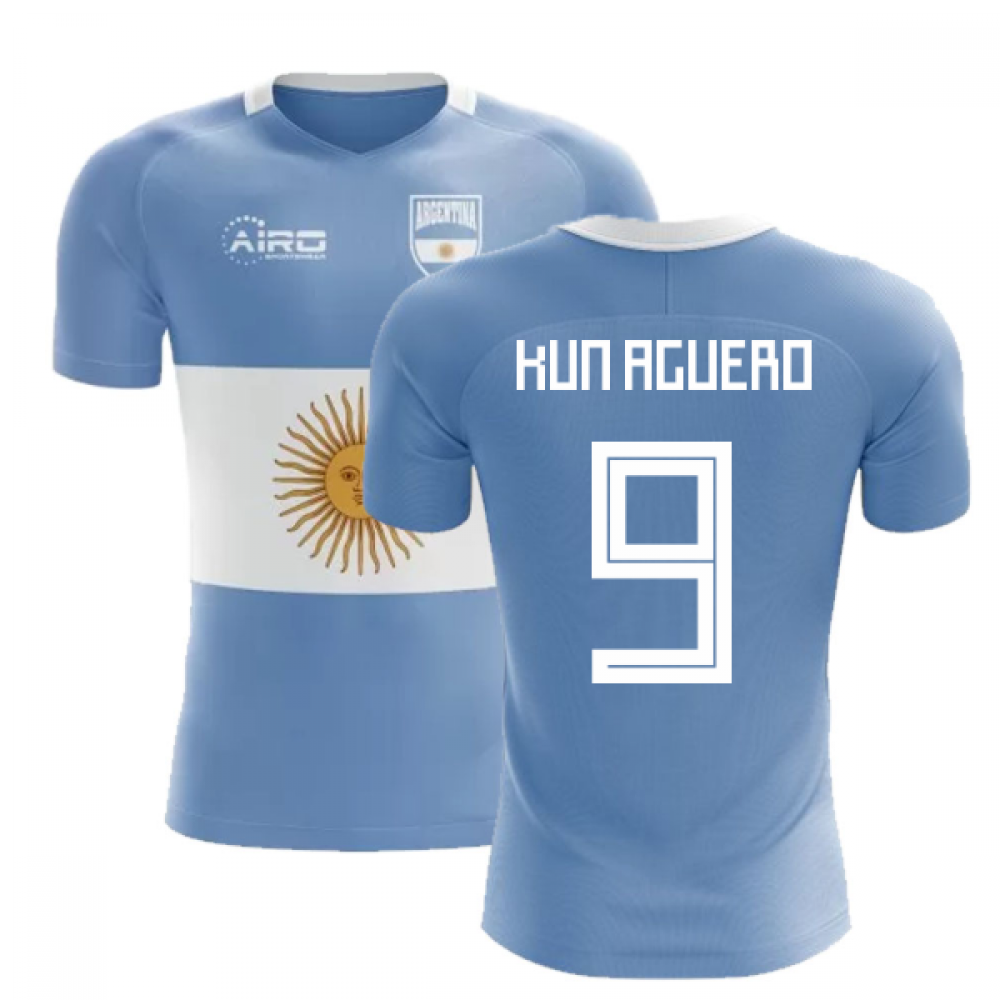 2025-2026 Argentina Flag Concept Football Shirt (Kun Aguero 9)