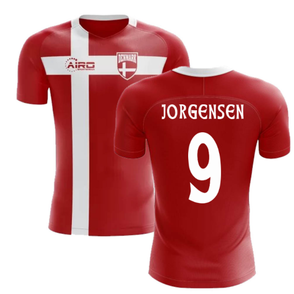 2025-2026 Denmark Flag Concept Football Shirt (Jorgensen 9) - Kids